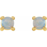 14K Yellow 4 mm Natural White Opal Earrings
